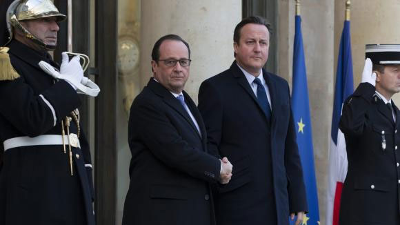 O presidente francÌ»s, FranÌ¤ois Hollande, e o primeiro-ministro britÌ¢nico, David Cameron