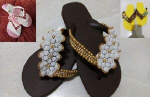 Para ocupar a mente, artesã confecciona chinelos à mão