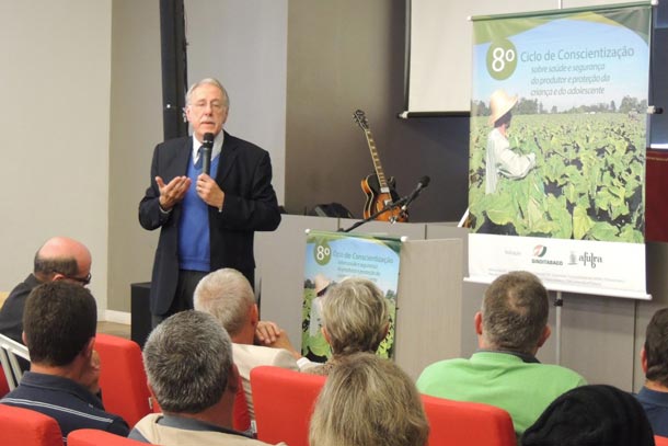 Presidente do SindiTabaco, Iro Schünke, em evento realizado em 2016