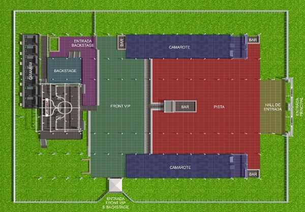 Mapa da arena de shows