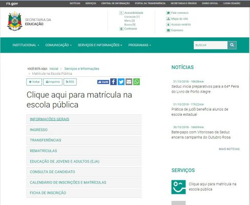 Ingressos devem ser feitos pelo site www.educacao.rs.gov.br