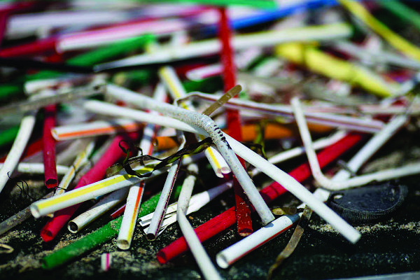 O material plástico mais encontrado em meio à natureza e os oceanos é o canudo 