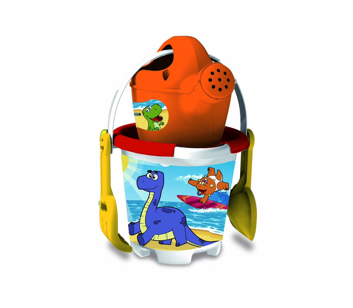 Baldinho Fofossauros com regador, p‡, garfo e peneira 