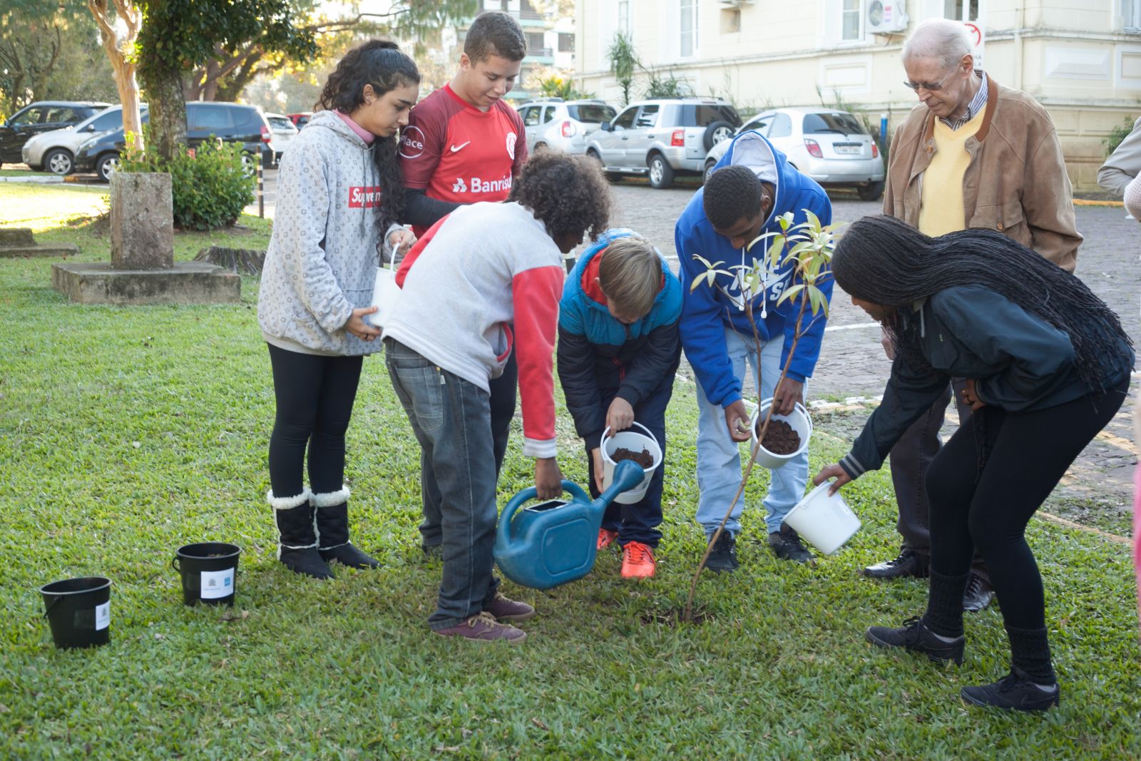 Um pé de quaresmeira foi plantado depois do anúncio feito pelo prefeito