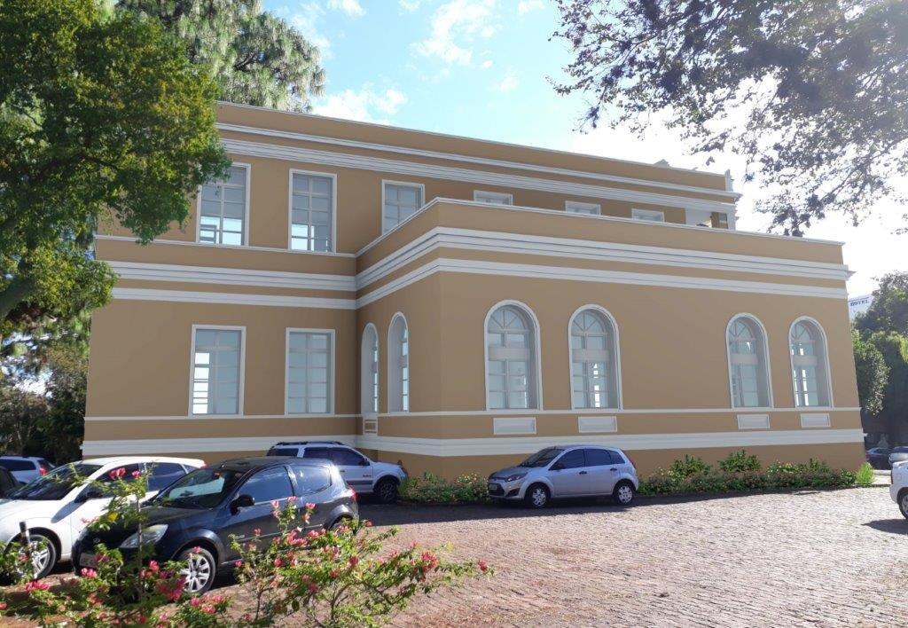 A revitalização do Palacinho contempla pintura externa, reconstituição das partes danificadas das paredes externas, consertos nas esquadrias e limpeza do telhado