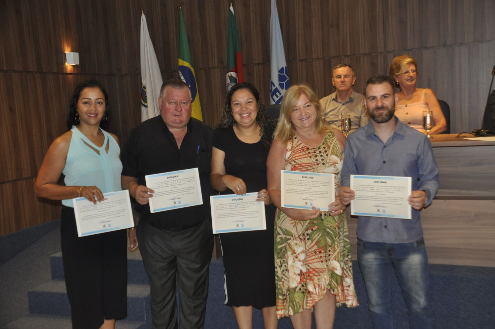 Os cinco conselheiros tutelares titulares que atuarão no conselho tutelar entre 2020 e 2023