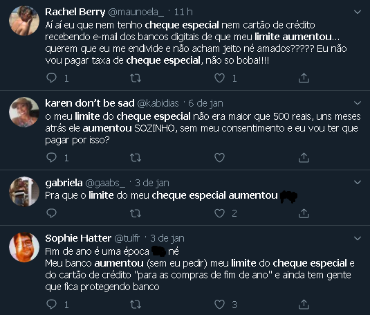Clientes reclamaram no Twitter sobre aumentos no limite sem serem consultados