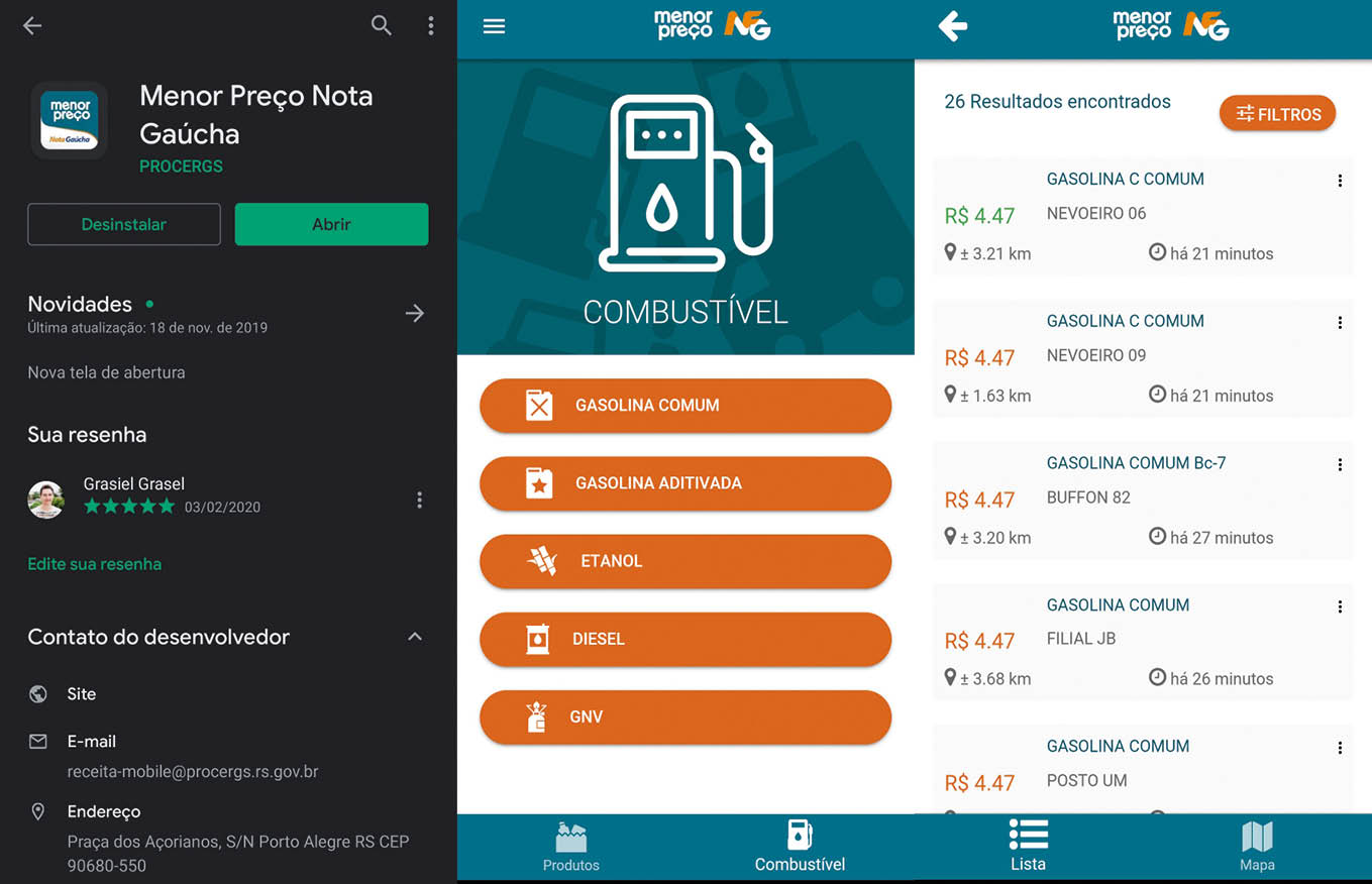 Aplicativo do governo do Estado mostra o menor preço pago em postos próximos de você