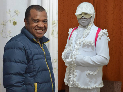 O ator Sérgio Rosa e seu personagem Papelito