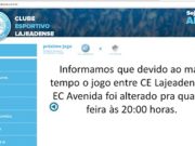 Confronto entre Lajeadense e Avenida é adiado