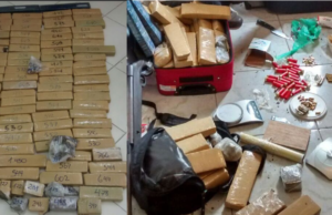 Fuzil, munições, e 54 quilos de maconha encontrados em residência em Santa Cruz
