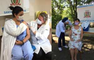 Jucelaine e Lourdes são as primeiras vacinadas em Santa Cruz